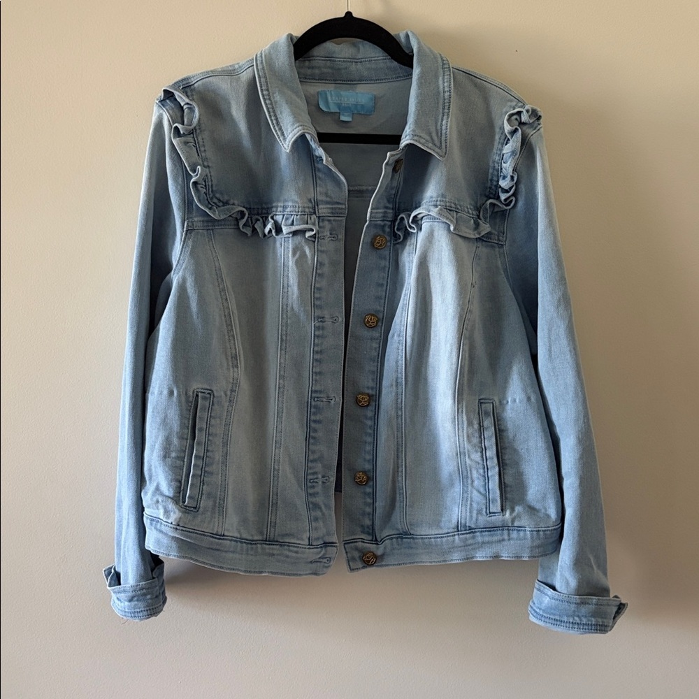 Draper James RSVP Ruffle Yoke Denim Jacket SZ 1X - Picture 4 of 8